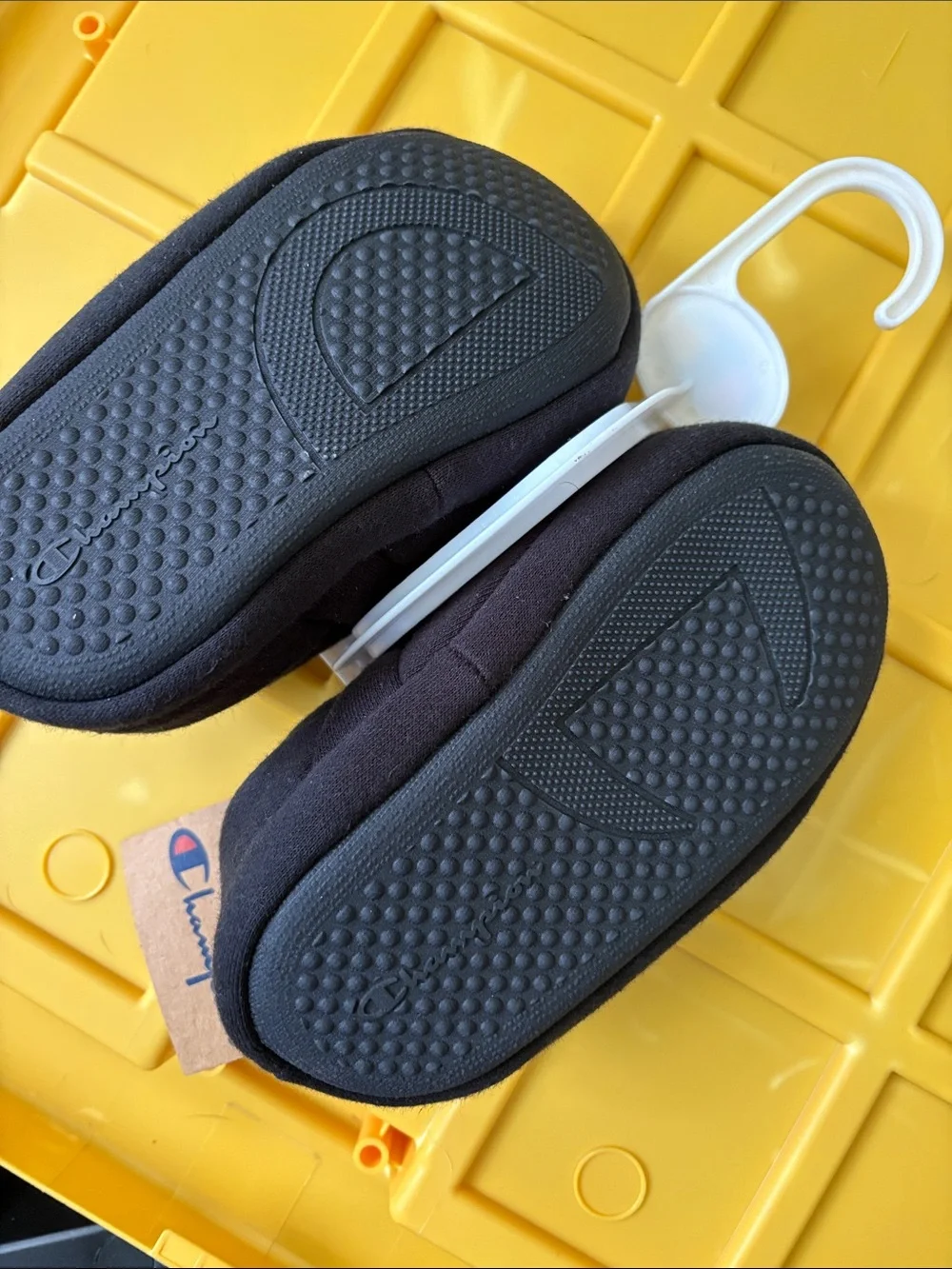 Champion Baby Black Slip-On Shoes with Blue & Red Logo